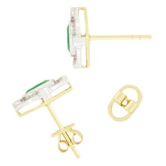 Vintage 1.20ct Emerald and Diamond Earrings, c.1970s