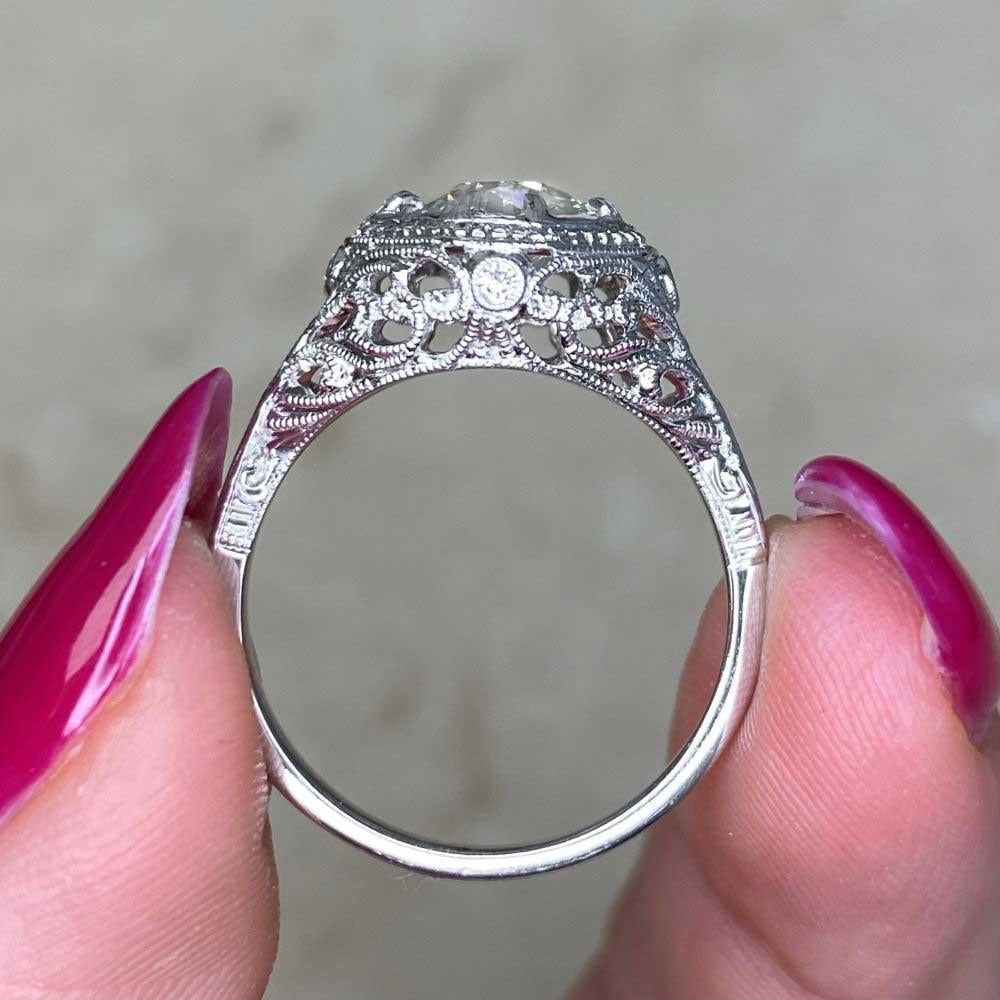 Vintage 1.20ct Old European Cut Diamond Engagement Ring, 14k White Gold For Sale 6