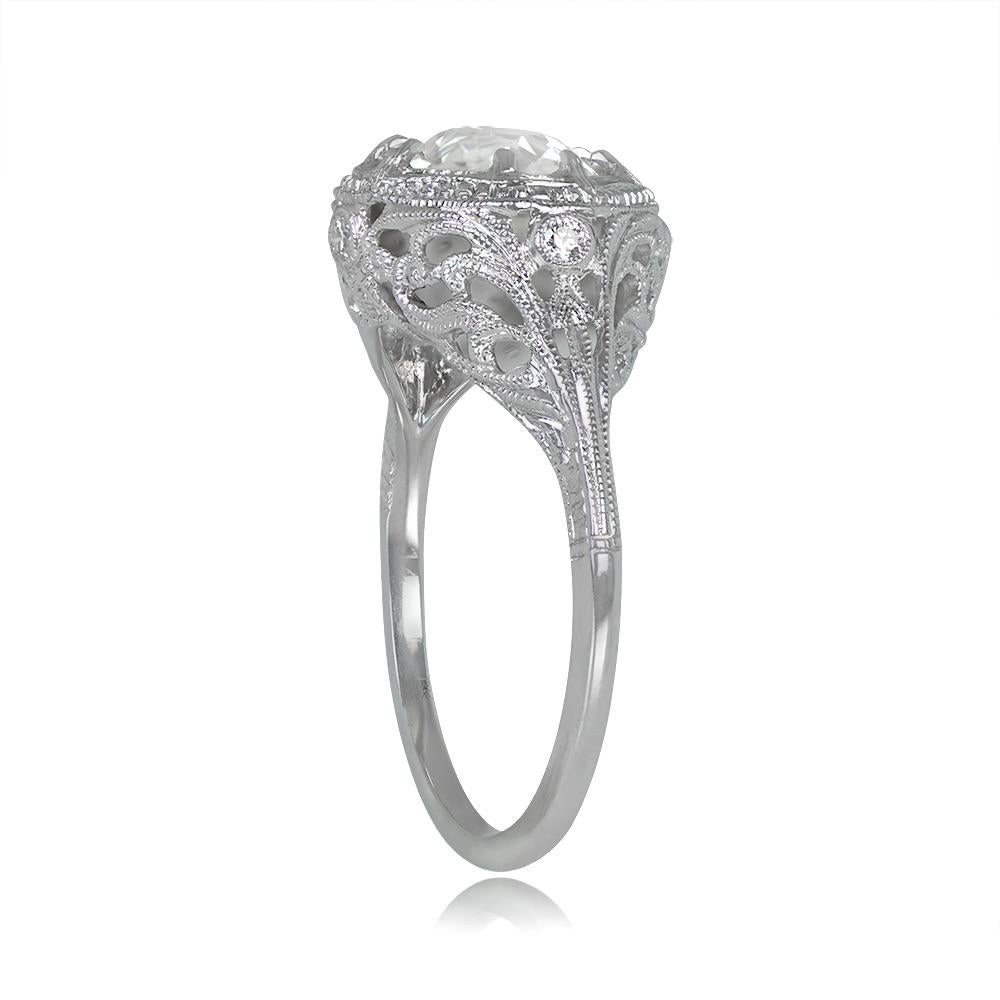 Retro Vintage 1.20ct Old European Cut Diamond Engagement Ring, 14k White Gold For Sale