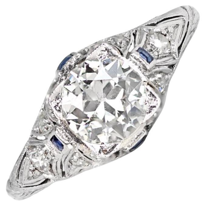 Vintage 1.20ct Old European Cut Diamond Engagement Ring, Platinum For Sale