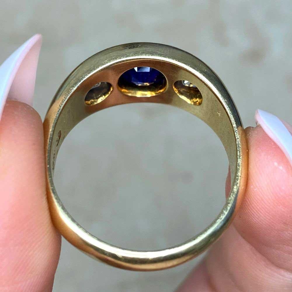 Vintage 1.20ct Oval Cut Burma Sapphire Engagement Ring, 14k Yellow Gold, No-Heat For Sale 6