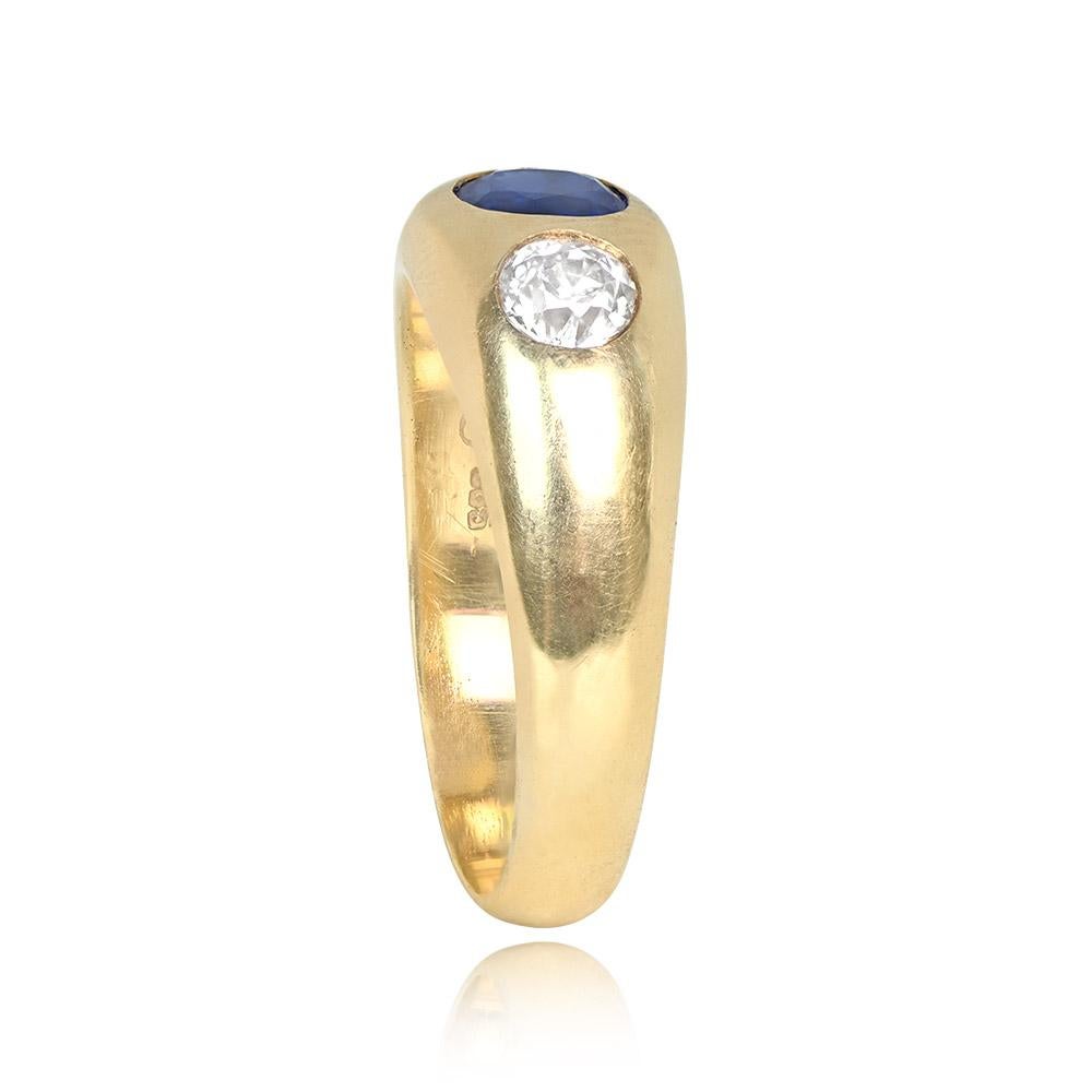 Retro Vintage 1.20ct Oval Cut Burma Sapphire Engagement Ring, 14k Yellow Gold, No-Heat For Sale