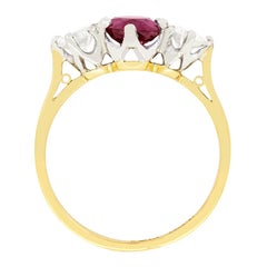 Vintage 1.20ct Ruby and Diamond Trilogy Ring, c.1950s