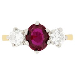 Vintage 1.20ct Ruby and Diamond Trilogy Ring, c.1950s