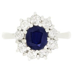 Vintage 1.20ct Sapphire and Diamond Cluster Ring, c.1960s
