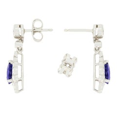 Vintage 1.20ct Sapphire and Diamond Drop Earrings, c.1970s