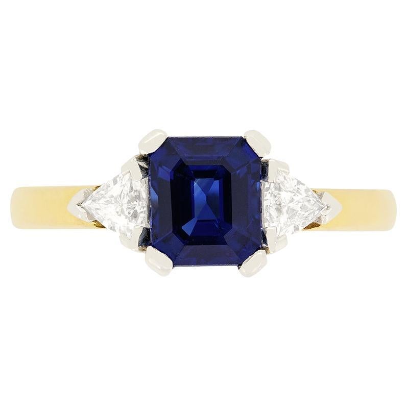 Vintage 1.20ct Sapphire and Diamond Trilogy Ring, c.1970s