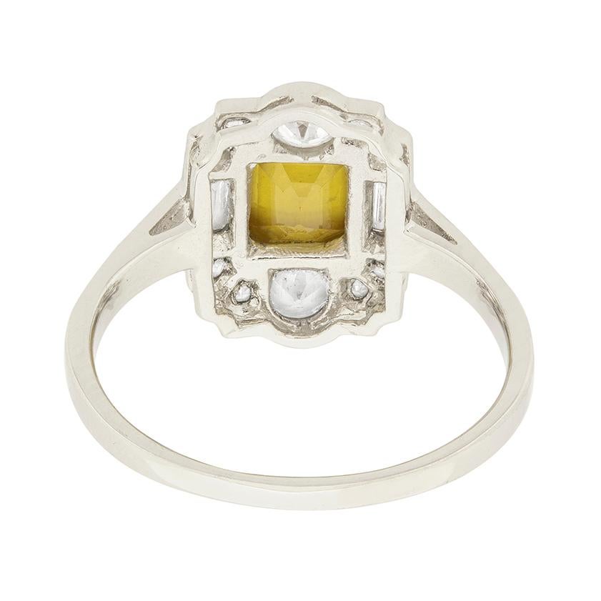 Women's or Men's Vintage 1.20 Carat Yellow Sapphire and Diamond Ring, circa 1950s