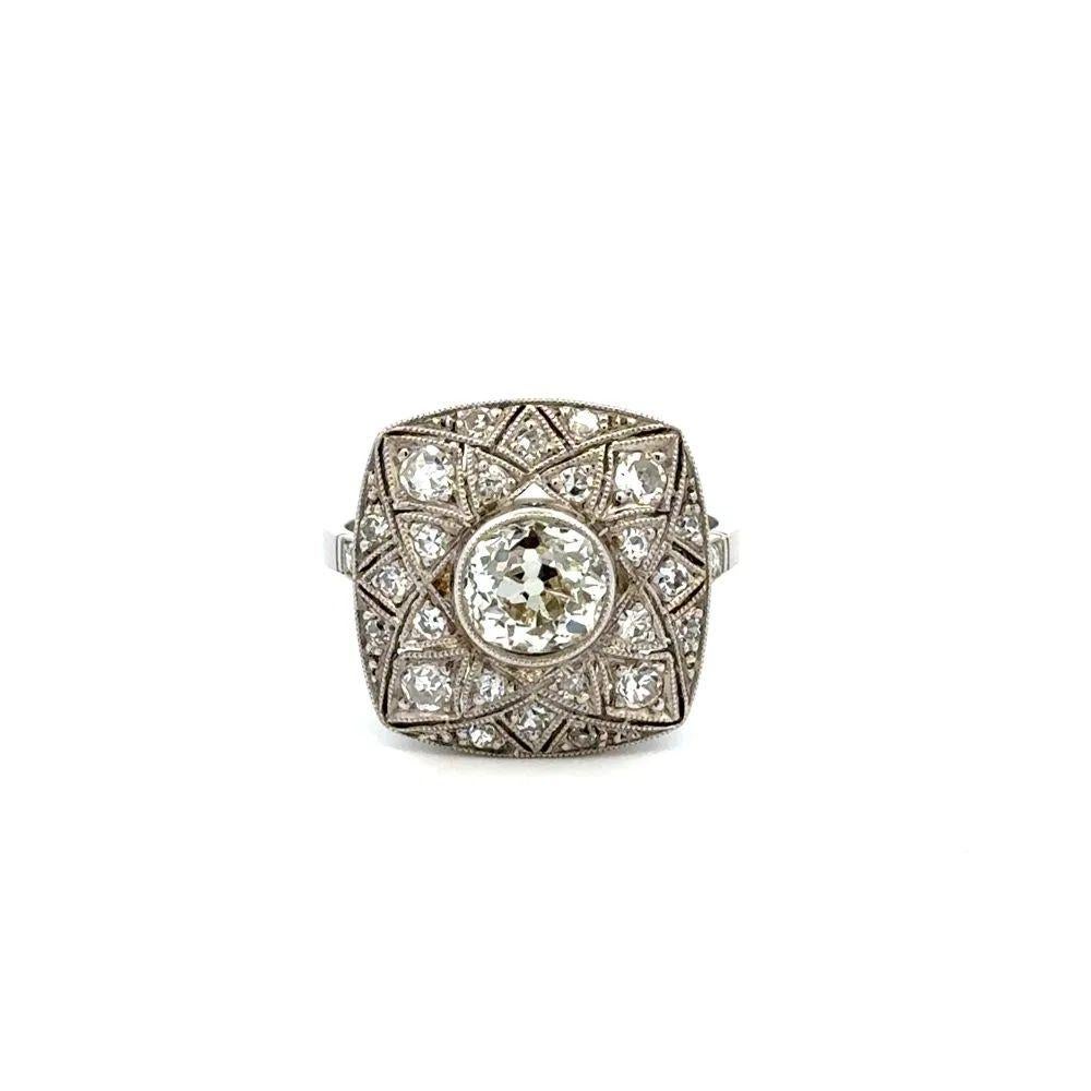 Statement-Ring aus Platin mit 1,22 Karat OEC Diamant im Altschliff und Diamant im Altschliff (Art déco) im Angebot