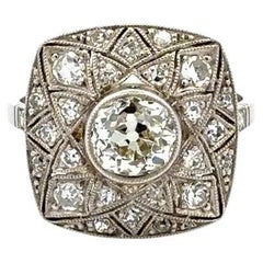 Statement-Ring aus Platin mit 1,22 Karat OEC Diamant im Altschliff und Diamant im Altschliff