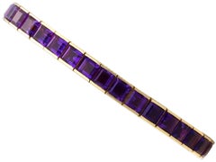 Vintage 12.21 Carat Amethyst and 18k Yellow Gold Line Bracelet Circa 1990