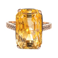 Retro 12.25ct Golden Citrine Ring 9k Rose Gold Estate Fine Jewelry