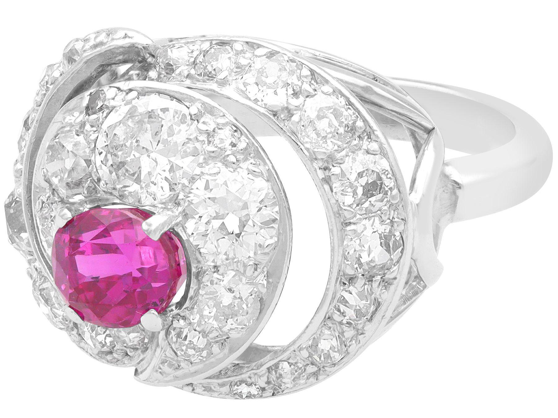 Oval Cut 1.22 Carat Pink Sapphire and 2.73 Carat Diamond Ring For Sale