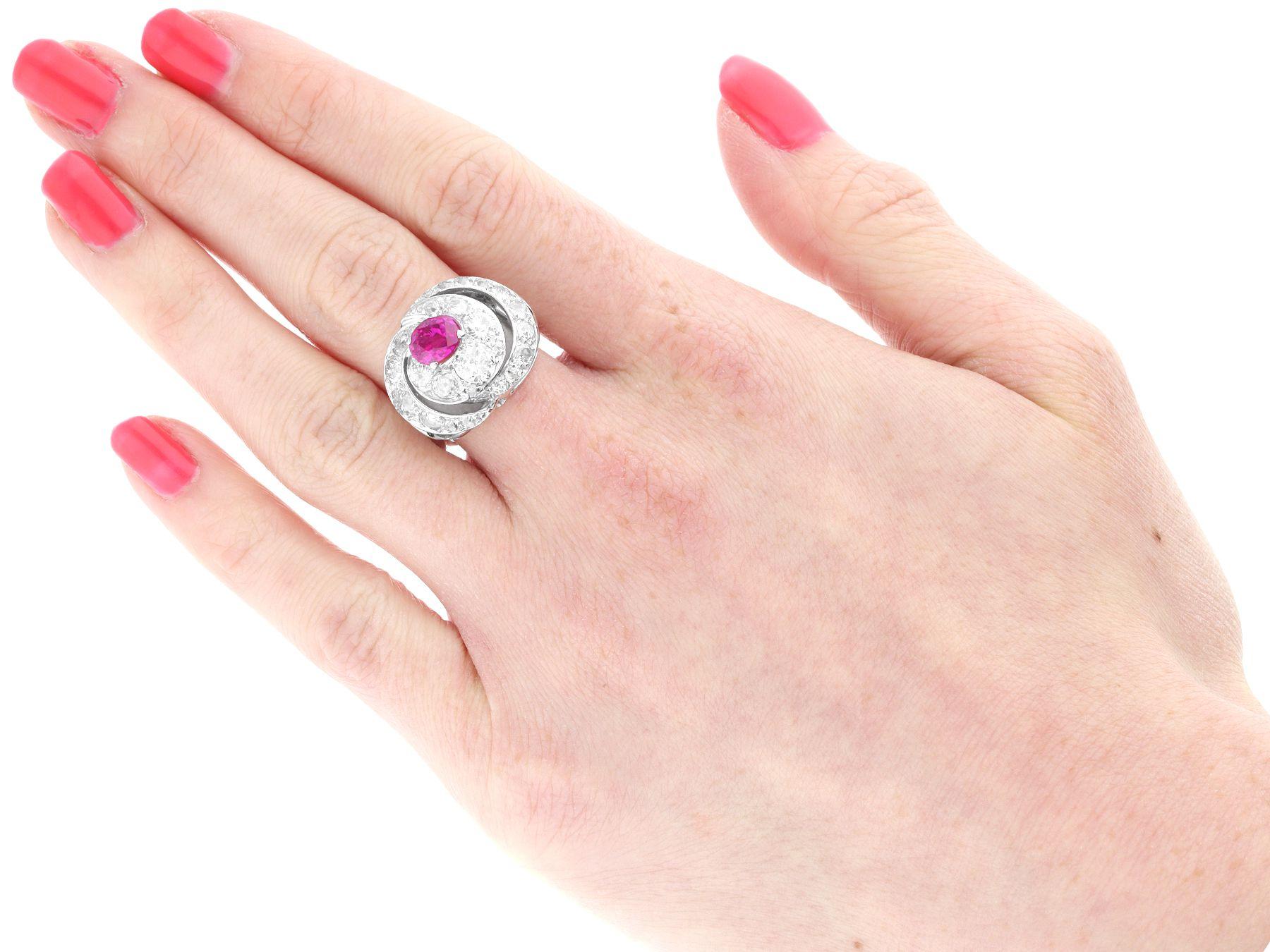 1.22 Carat Pink Sapphire and 2.73 Carat Diamond Ring For Sale 1