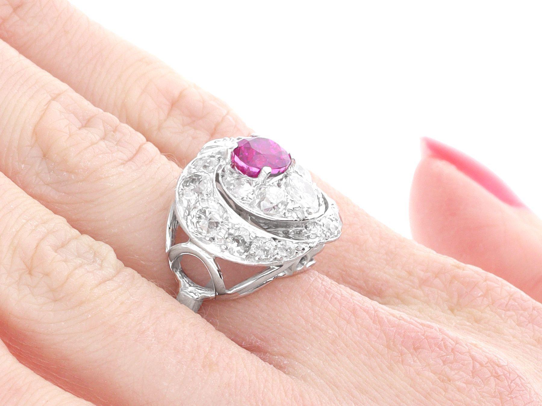 1.22 Carat Pink Sapphire and 2.73 Carat Diamond Ring For Sale 2