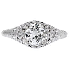 Vintage 1.23 Carat Old European Cut Diamond J/SI2 GIA Art Deco Ring