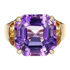 Vintage 12.33 Amethyst Turquoise and Citrine Ring in 14 Karat Yellow Gold