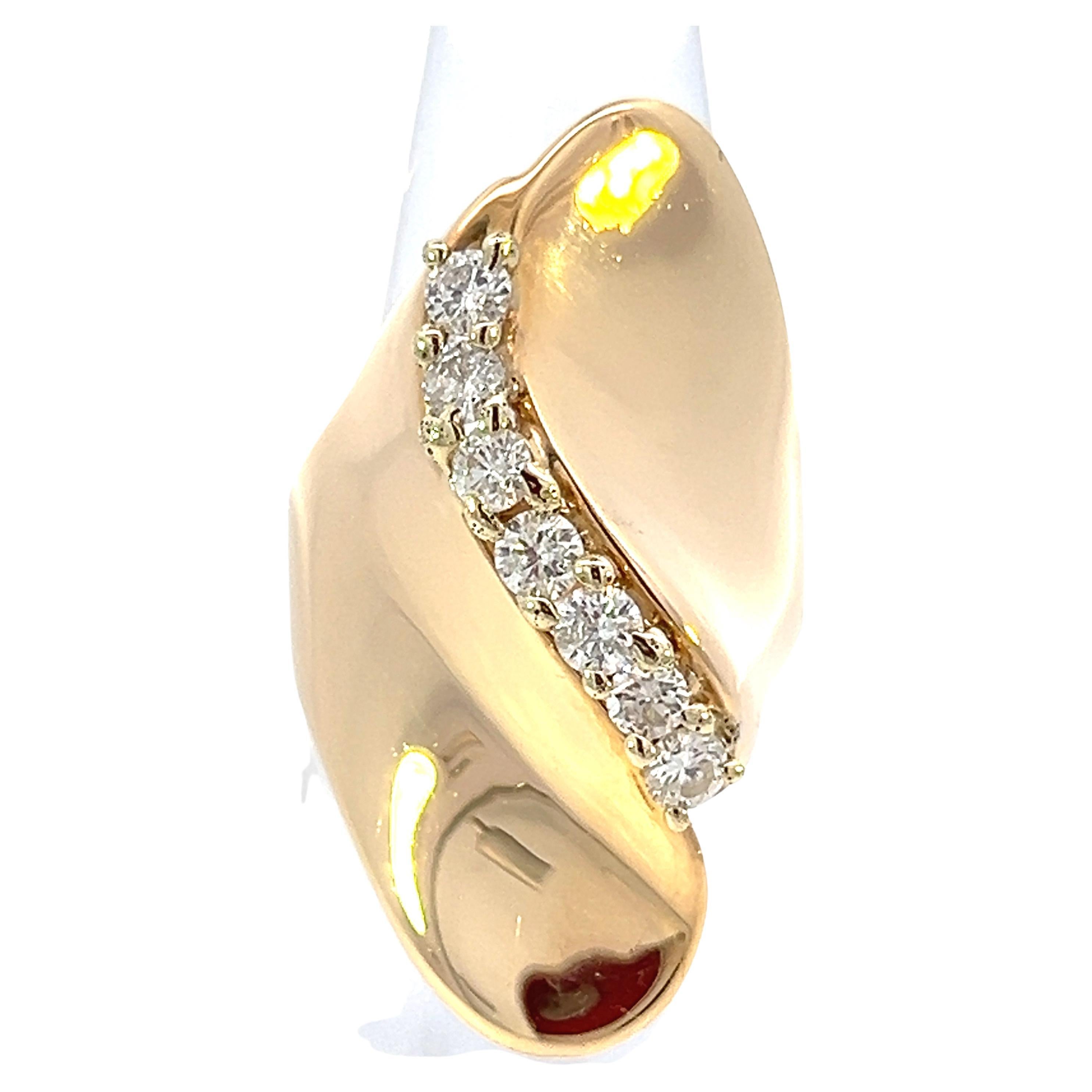 Vintage 1.23ct Diamond Wave 14k Gold Ring