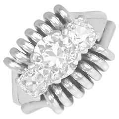 Anillo de compromiso vintage, diamante talla europea antigua (aprox. 1,20 quilates), platino