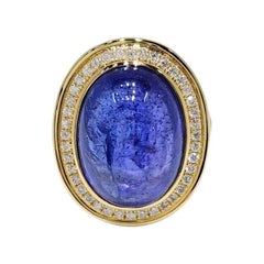 Vintage 12.47 Carat Tanzanite Diamond Ring in 18 Karat Yellow Gold