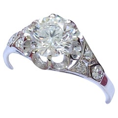 Vintage 1,25 Carati Taglio Brilliante Diamante Oro Bianco Solitare