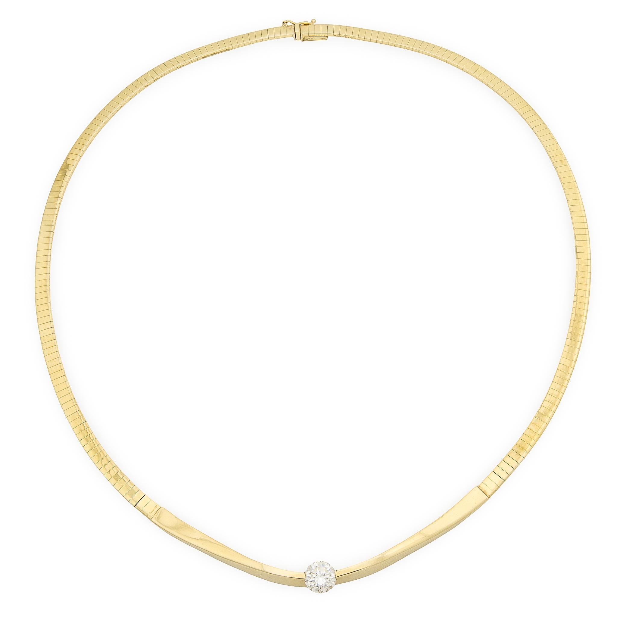 Vintage 1.25 carat diamond 14k yellow gold necklace