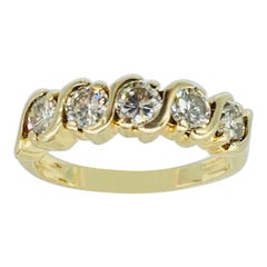 Bague de fiançailles vintage en or 14 carats avec cinq pierres de 1,25 carat