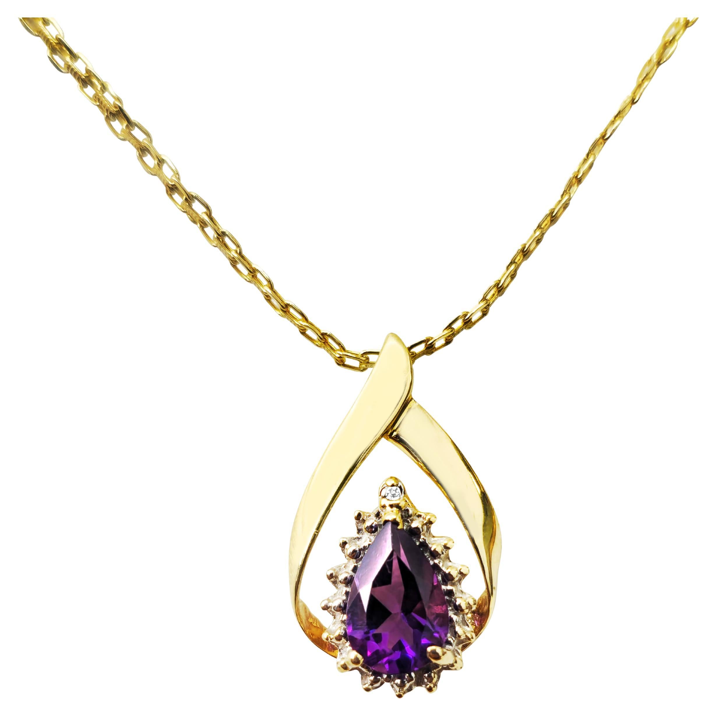 Vintage 1.25 carat Purple Amethyst Pear-Shaped Diamond Pendant