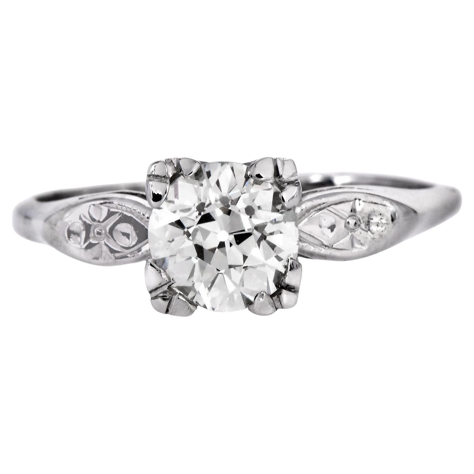 Verlobungsring aus 14 Karat Gold mit 1,25 Karat rundem Diamanten