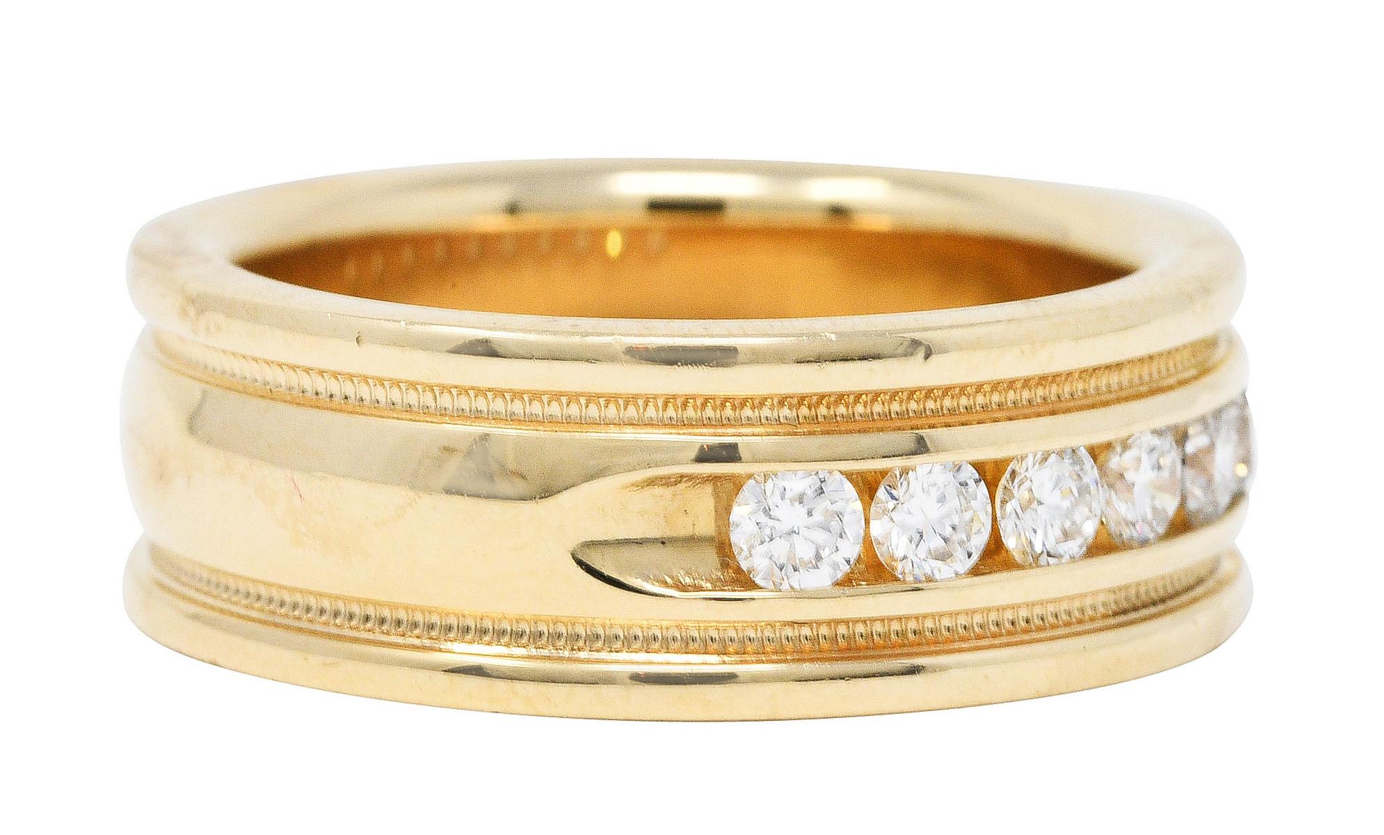 Brilliant Cut Vintage 1.25 Carats Diamond 14 Karat Gold Men's Wedding Band Ring