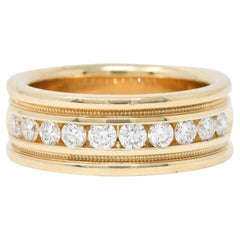 Retro 1.25 Carats Diamond 14 Karat Gold Men's Wedding Band Ring