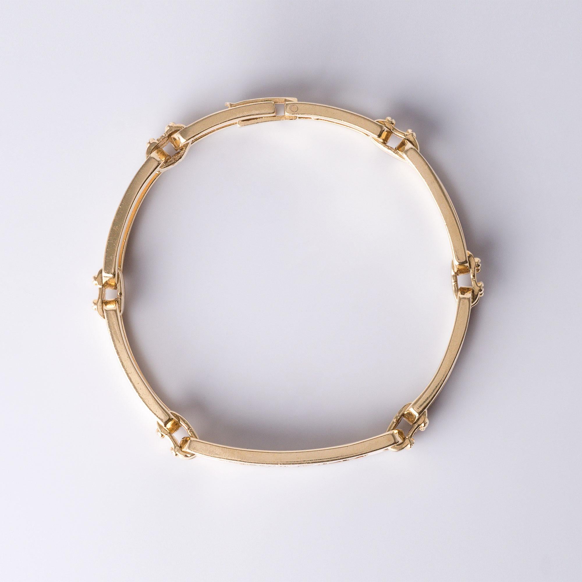De las mujeres Pulsera de barra de identificación con diamantes vintage de 1,25 quilates y oro amarillo de 14 quilates en venta