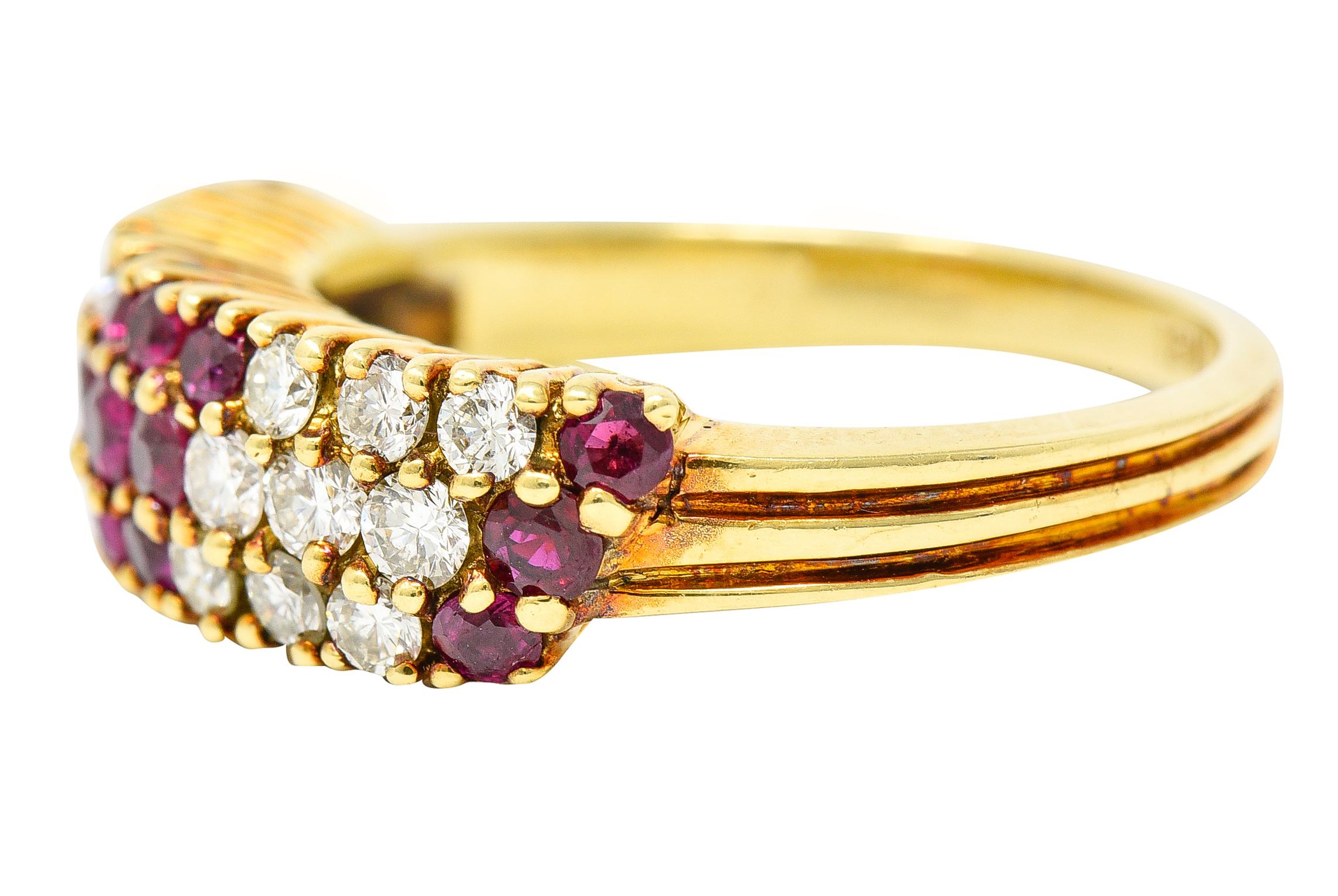 Vintage 1.25 Carats Ruby Diamond 18 Karat Yellow Gold Dinner Ring In Excellent Condition In Philadelphia, PA