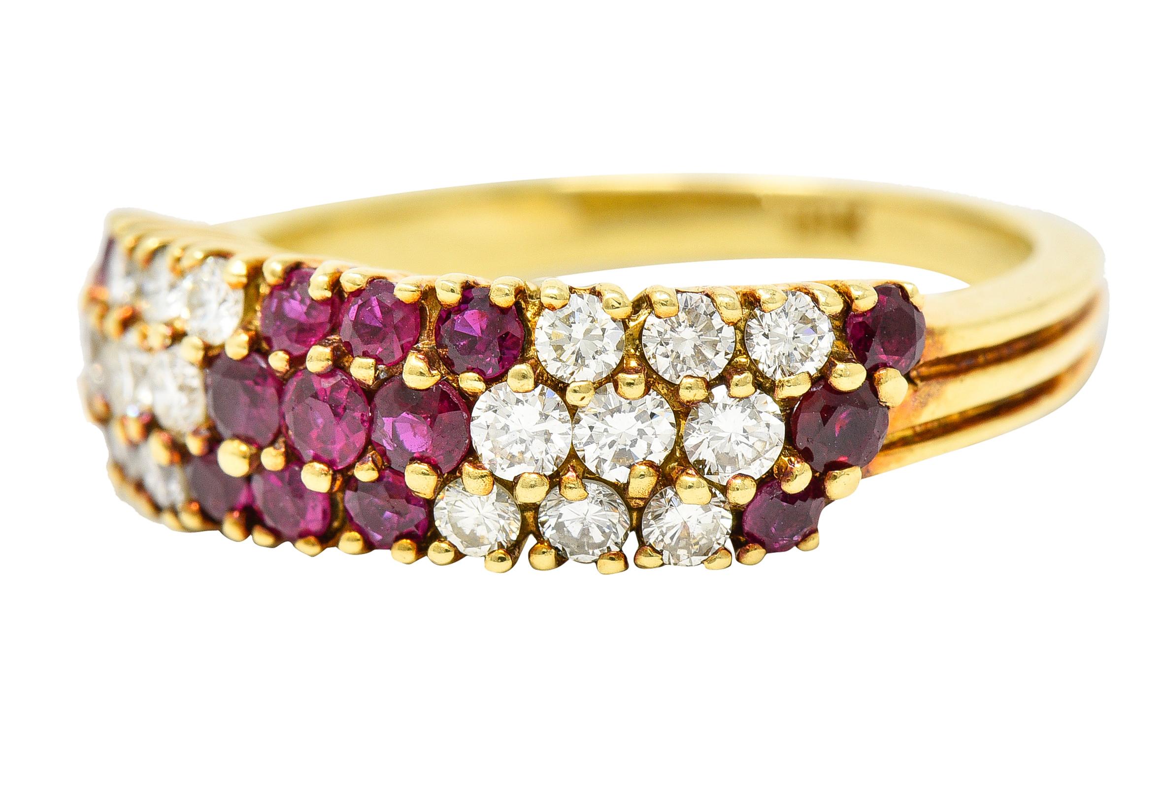 Women's or Men's Vintage 1.25 Carats Ruby Diamond 18 Karat Yellow Gold Dinner Ring