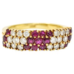 Retro 1.25 Carats Ruby Diamond 18 Karat Yellow Gold Dinner Ring