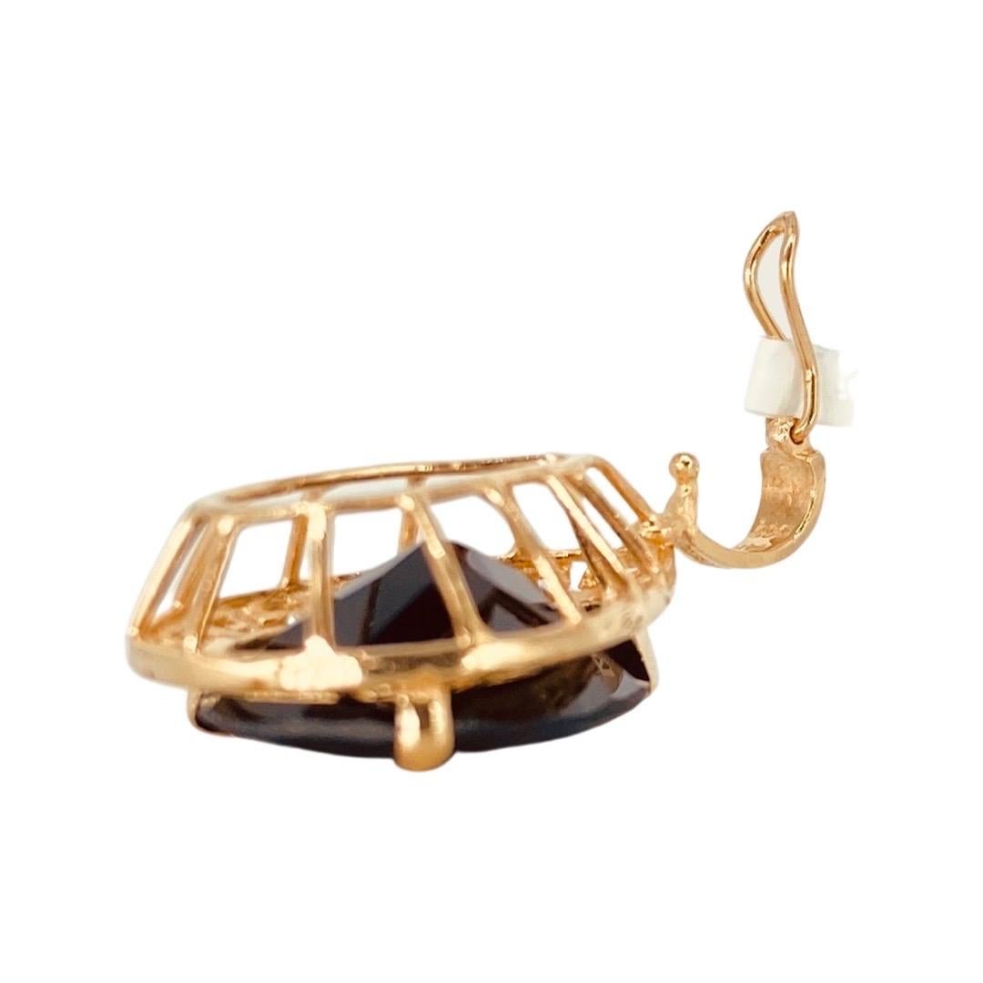 12,50 Karat Granat Birnenförmiger griechischer Schlüsselanhänger 14k Gold Italien im Angebot 1