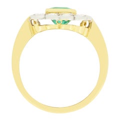 Vintage 1.25ct Emerald and Diamond Cluster Ring, c.1970s