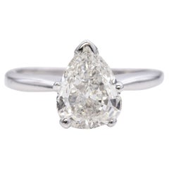 Vintage 1.25ct Pear Brilliant Cut Diamond White Gold Engagement Ring GIA