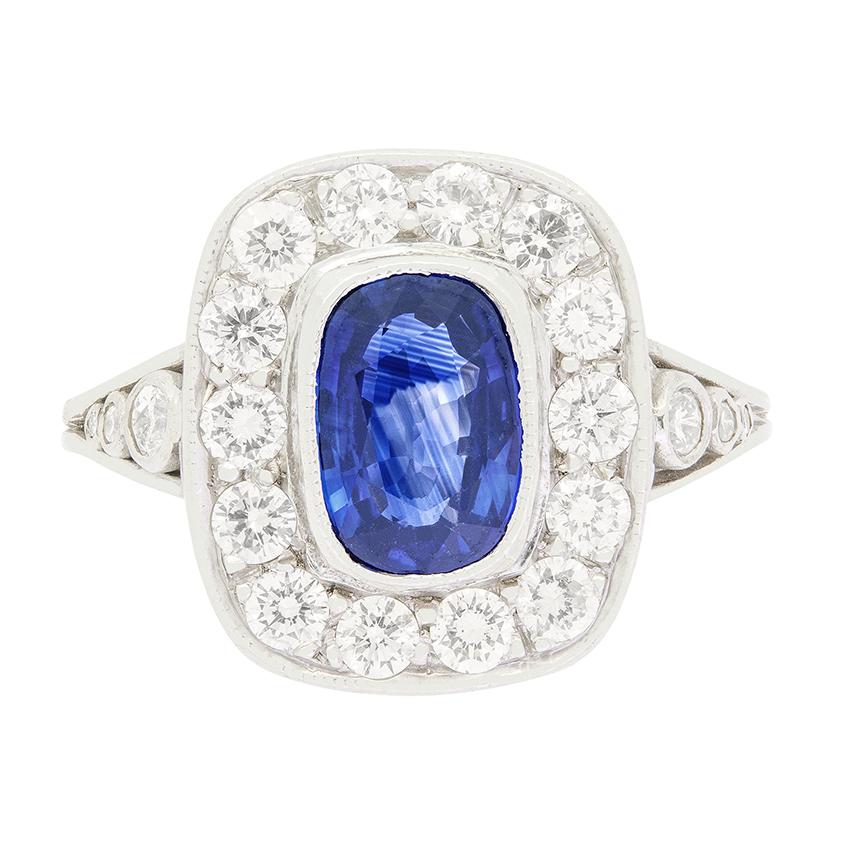 Vintage-Cluster mit 1,25 Karat Saphir und Diamant, ca. 1960er Jahre