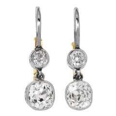 Pendientes Vintage de Oro Platino con Diamantes de Mina Antigua de 1.25cts