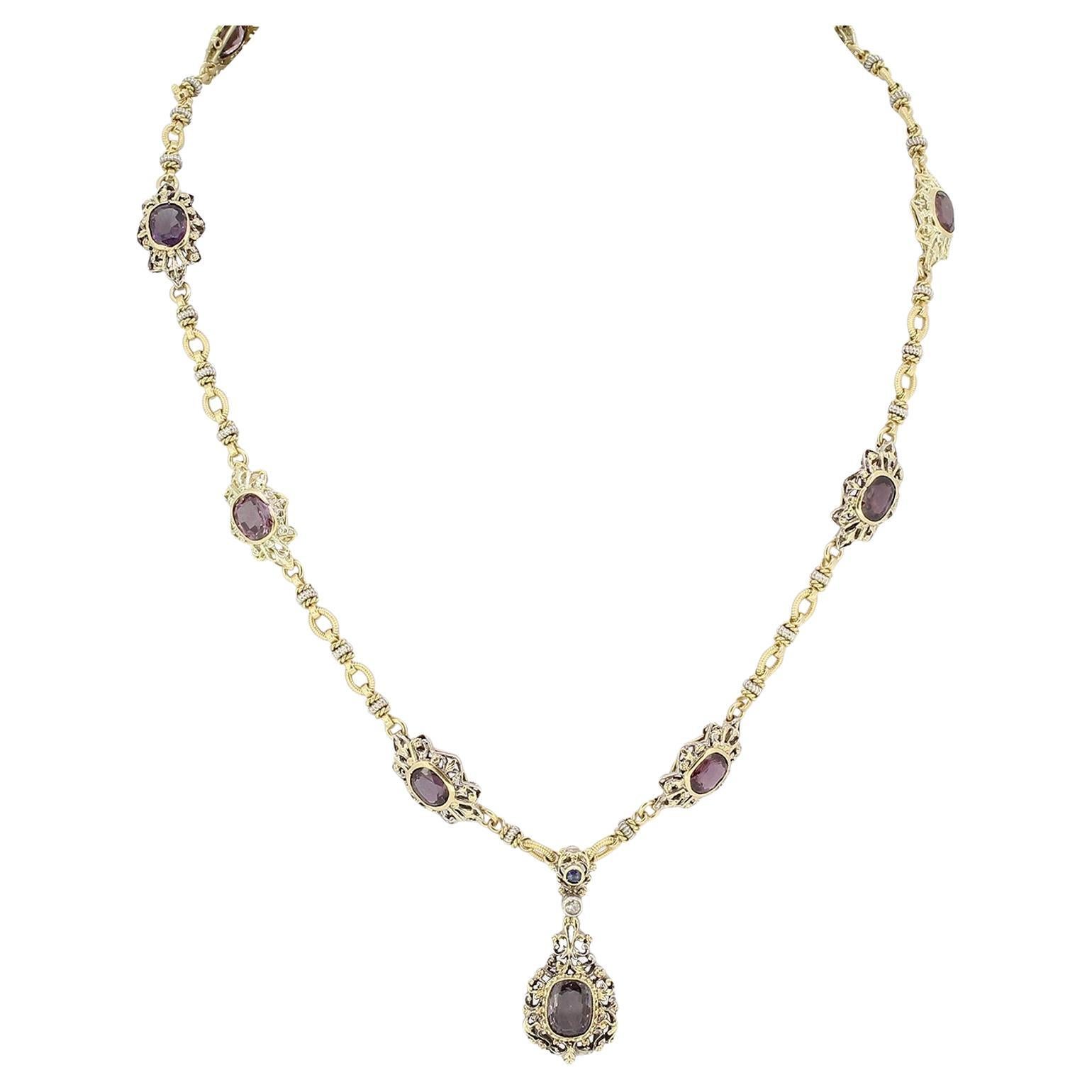 Vintage 12.60 Carat Burmese Spinel Drop Necklace For Sale