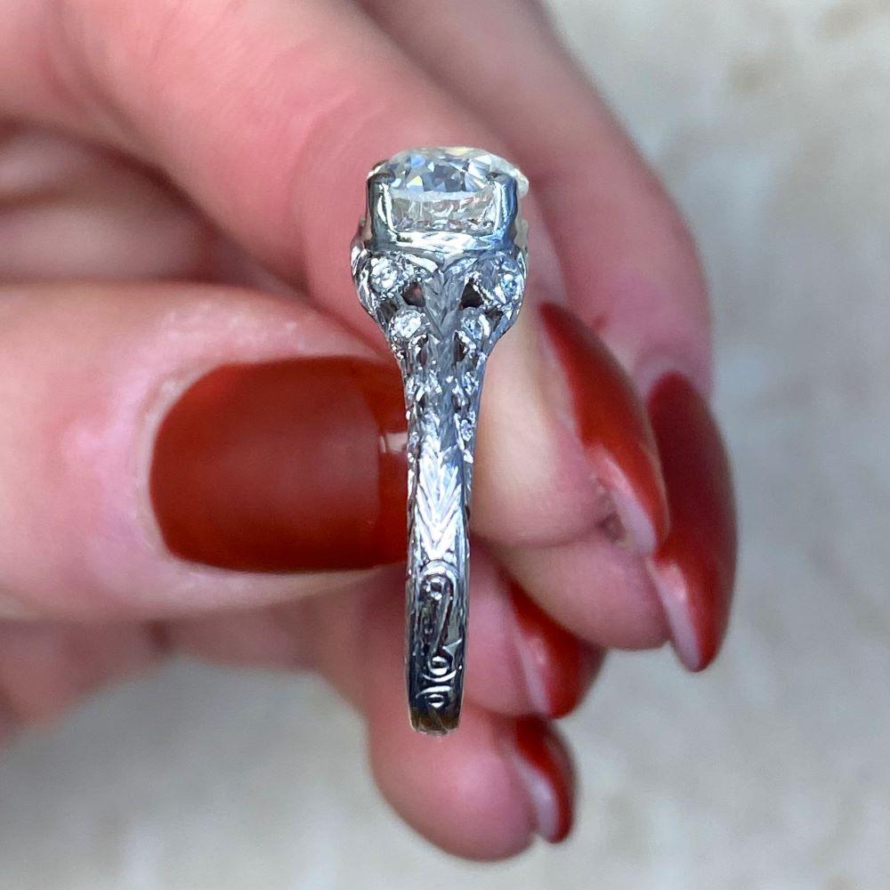 Vintage 1.26ct Old European Cut Diamond Engagement Ring, VS1 Clarity, Platinum For Sale 6