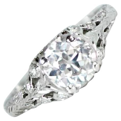 Vintage 1.26ct Old European Cut Diamond Engagement Ring, VS1 Clarity, Platinum For Sale