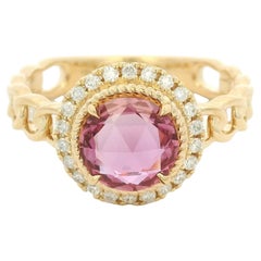 Contemporary 18K Yellow Gold 1.26ct Pink Sapphire Diamond Ring