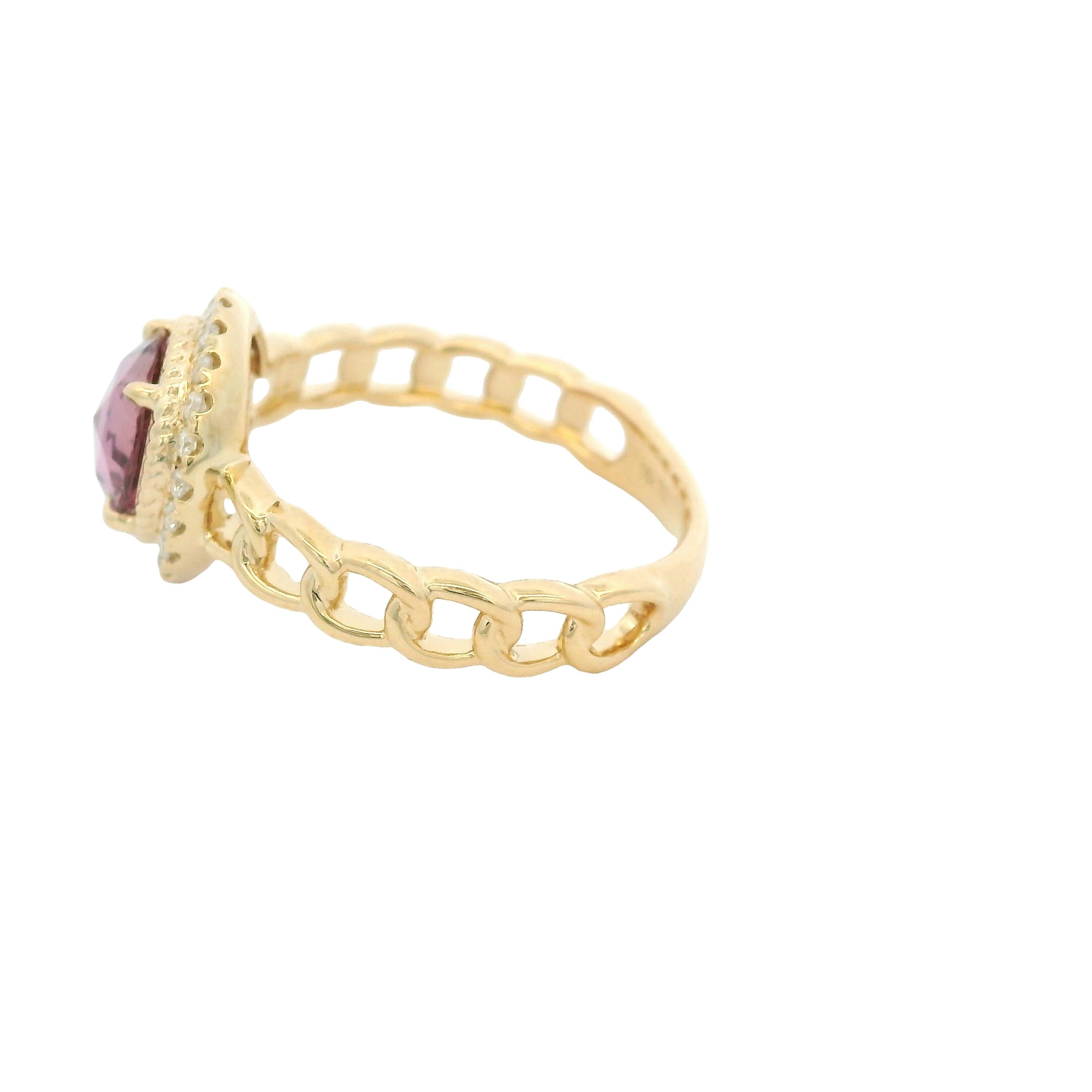 Bague vintage en or jaune 18 carats avec saphir rose 1,26 carat et diamants Neuf - En vente à Hong Kong, HK