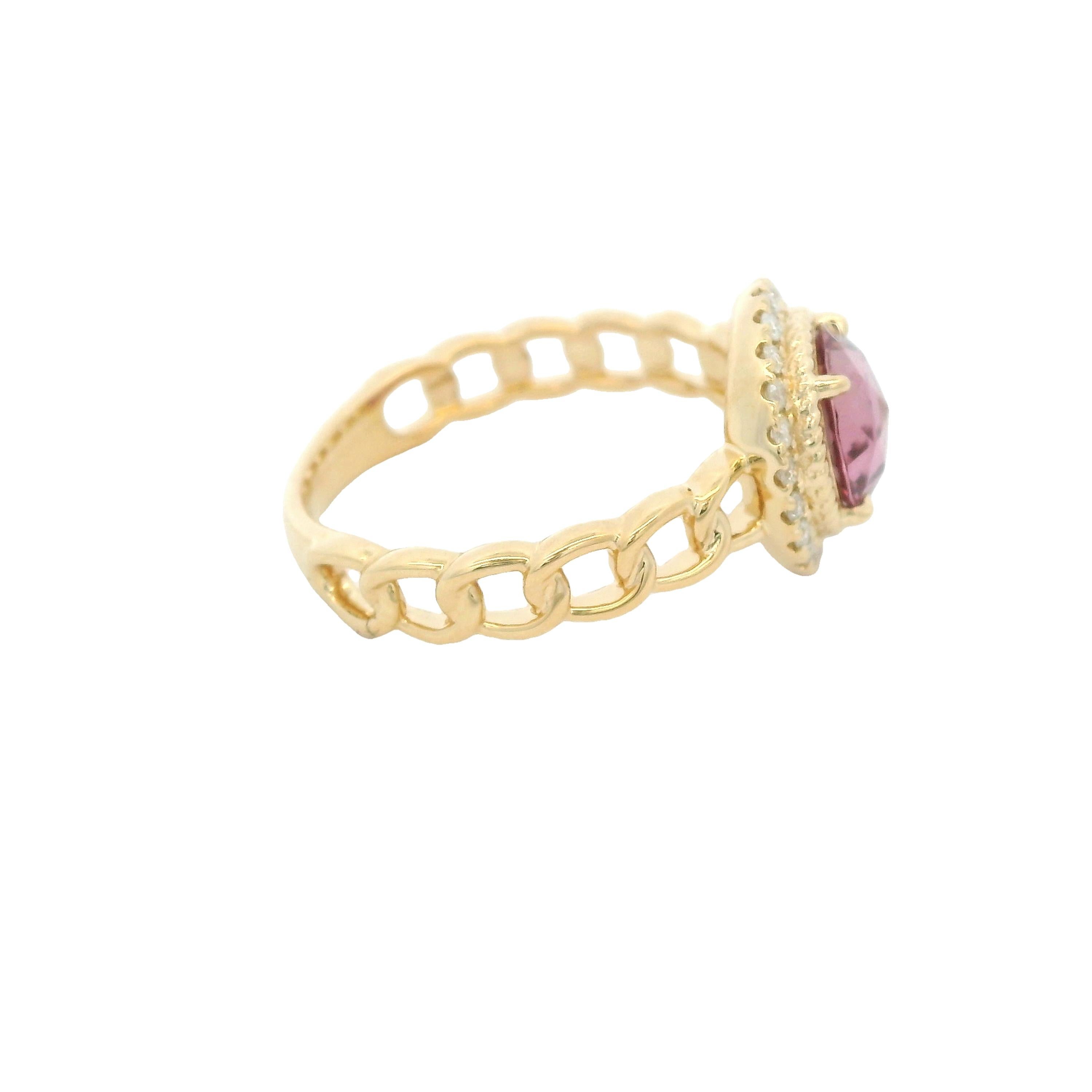 Bague vintage en or jaune 18 carats avec saphir rose 1,26 carat et diamants en vente 1