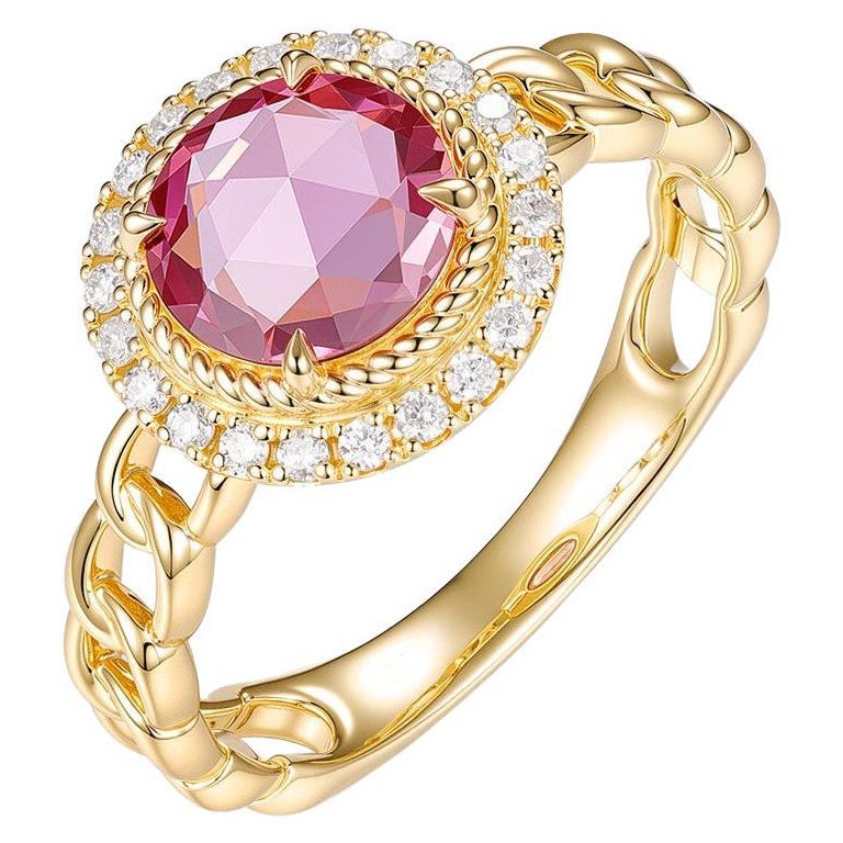 Vintage 1.26Ct Pink Sapphire Diamond Ring in 18 Karat Yellow Gold