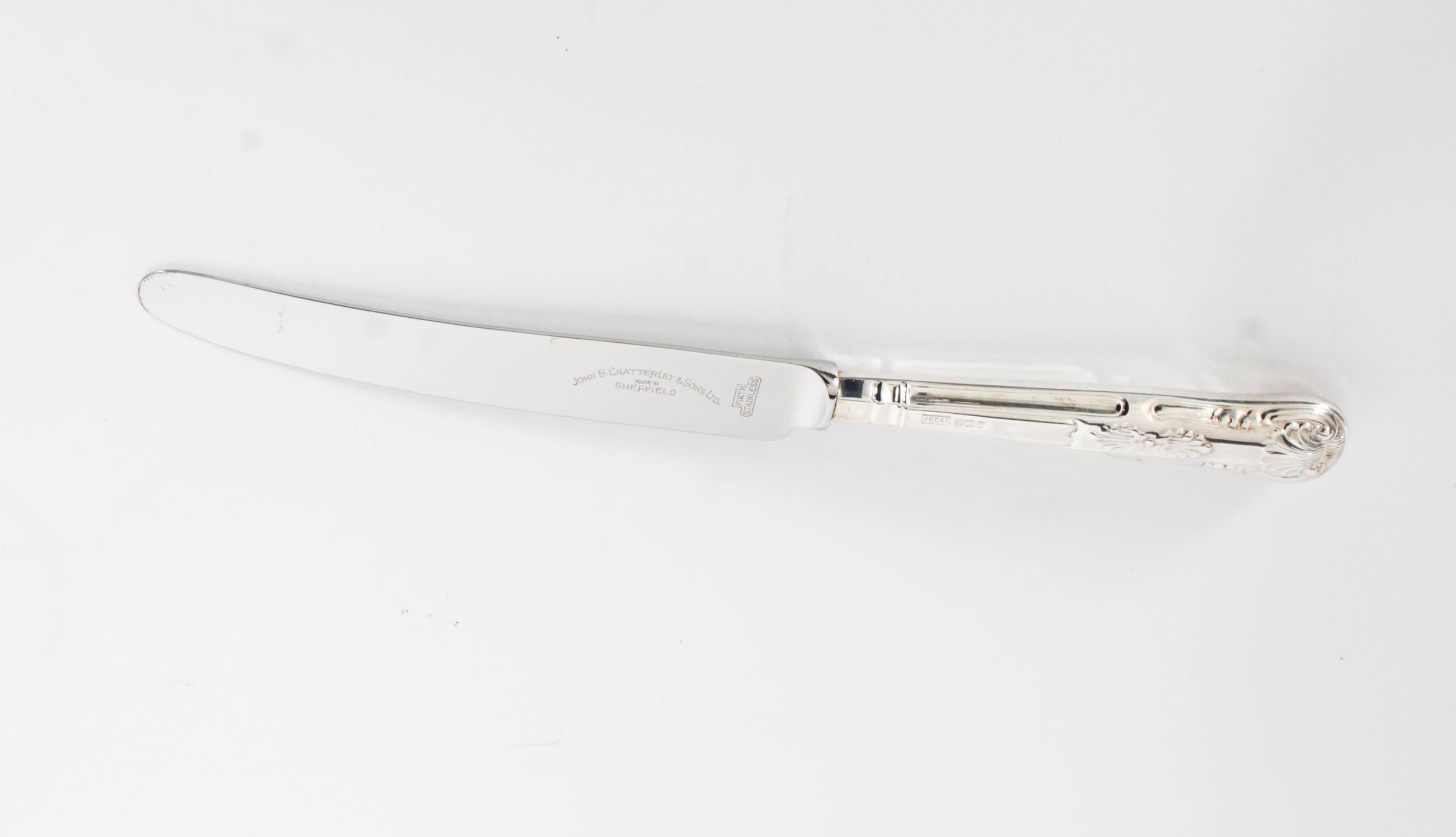 Vintage 127 Piece Canteen-12 Place Sterling Silver Cutlery Set 20th Century For Sale 9