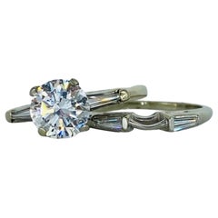 Anillo de compromiso vintage de diamantes redondos D/I1 de 1,28 quilates y oro blanco de 14k