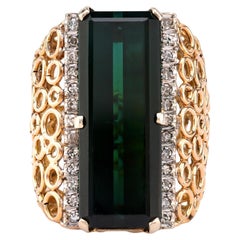 Cocktailring aus 14 Karat Gelbgold mit 12,8 Karat Turmalin und Diamant